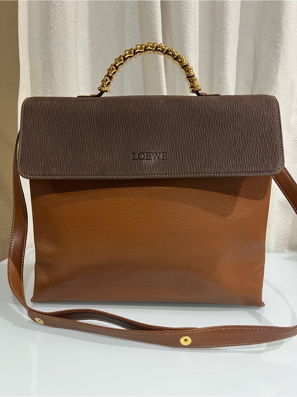 LOEWE VINTAGE VELAZQUEZ 2 WAY GOLD HANDLE